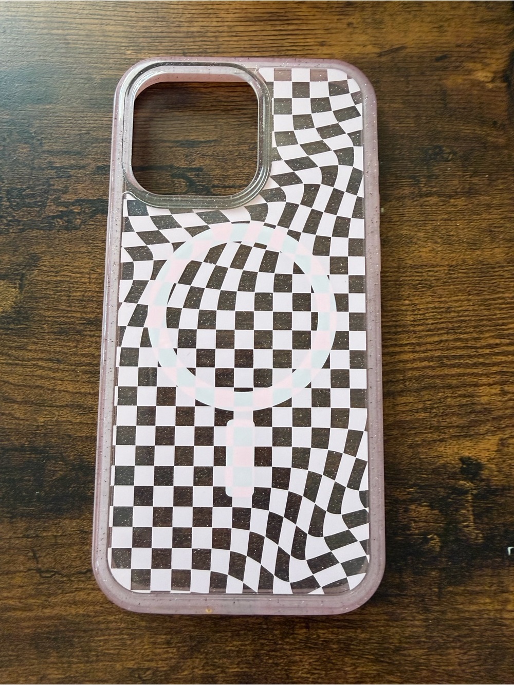 Otterbox Pink Checkered Glitter iPhone 15 Pro Max Case